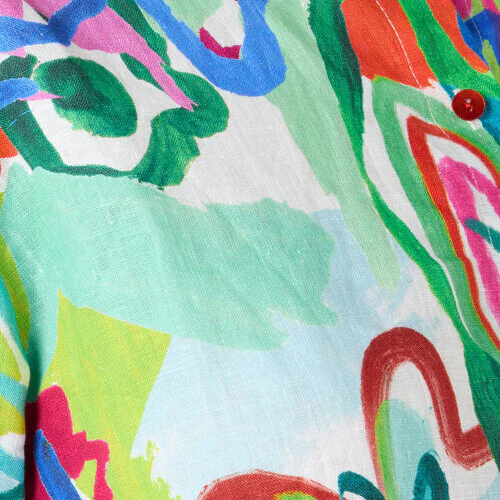Abstract Flower Linen Shirt - Image 7