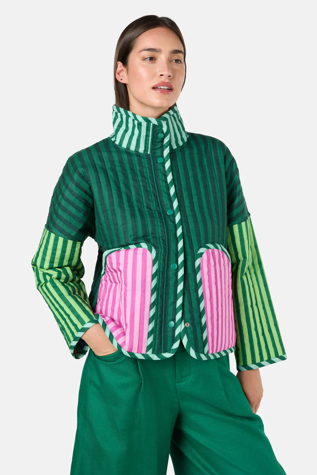 Abstract Flower Quilted Reversible Jacket - Image 2