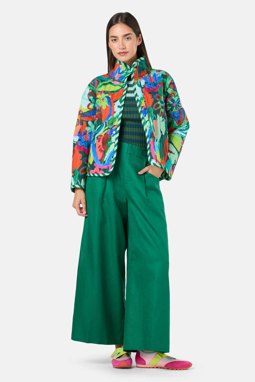 Abstract Flower Quilted Reversible Jacket - Image 4