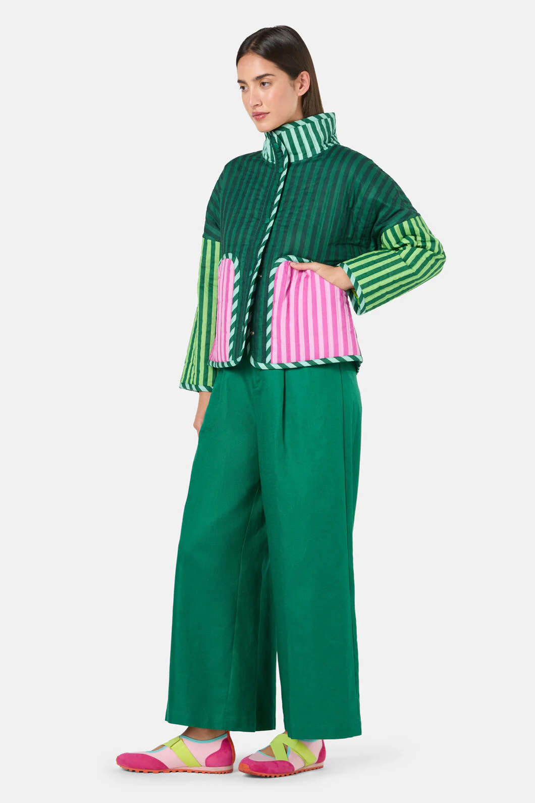 Abstract Flower Quilted Reversible Jacket - Image 6