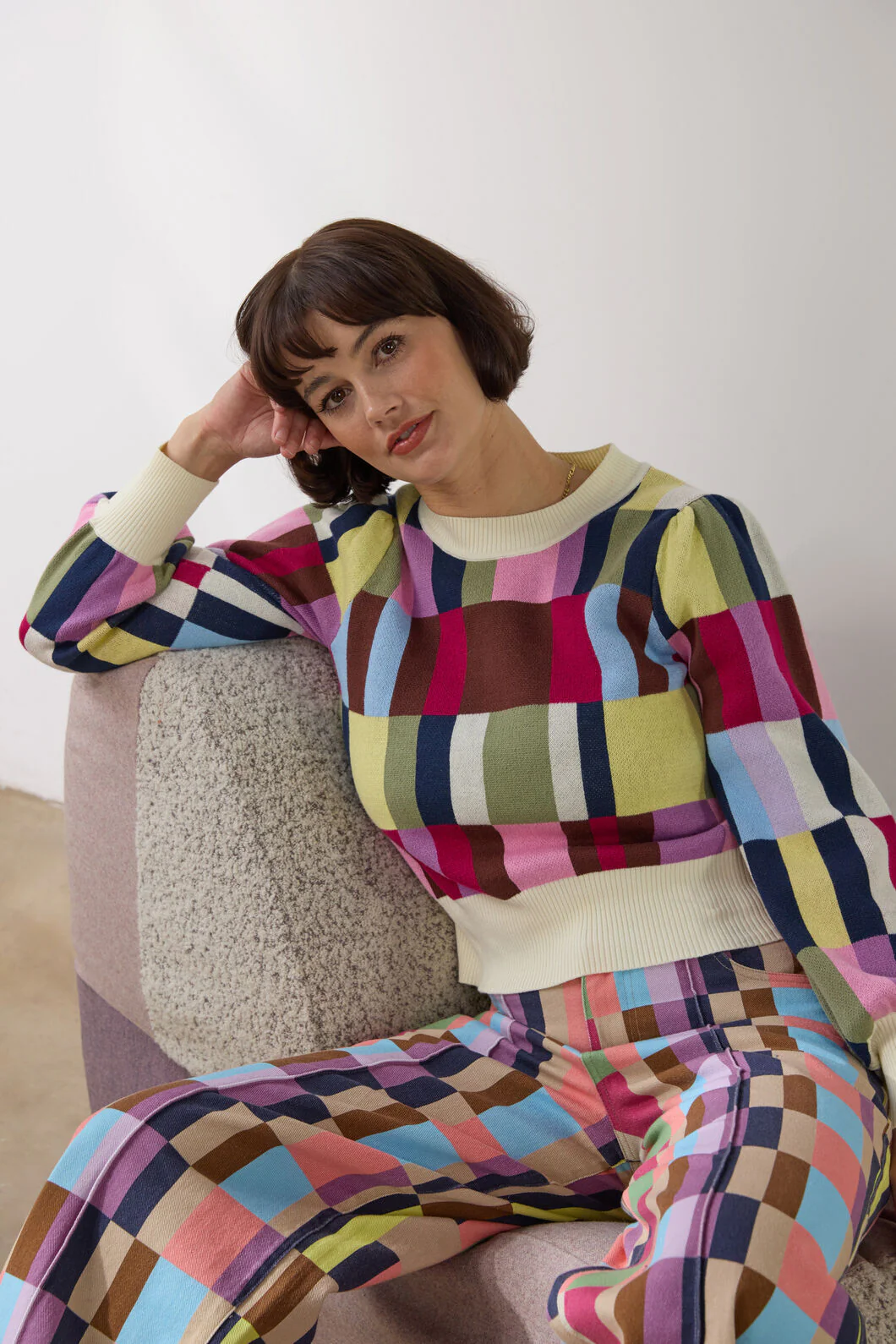 Arty Check Knit Jumper - Image 3