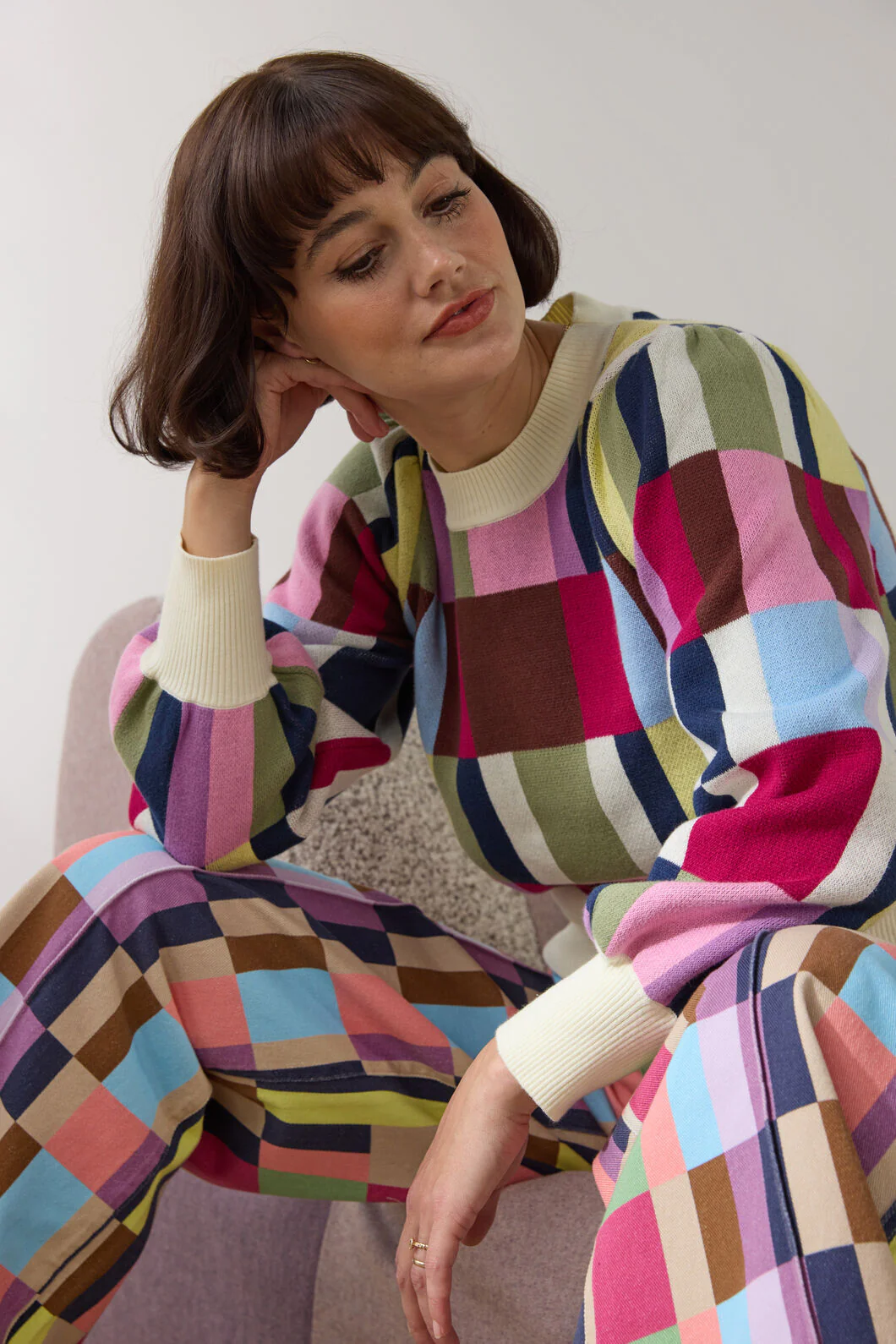 Arty Check Knit Jumper - Image 4