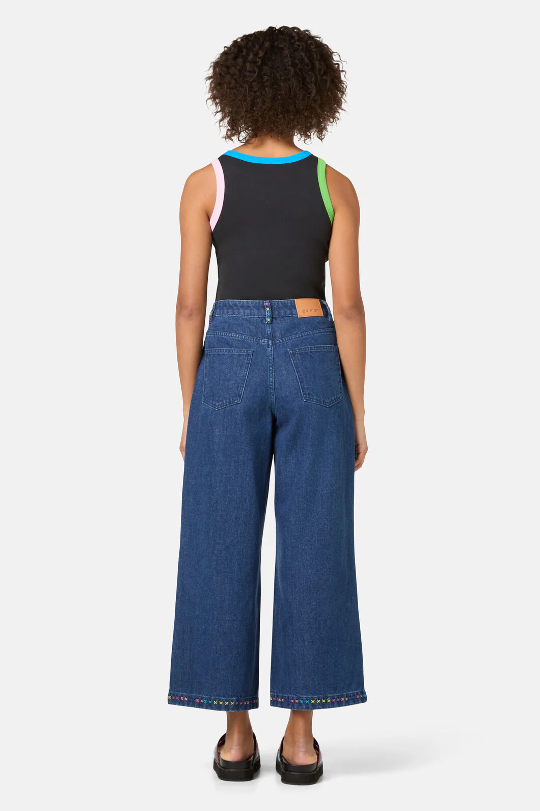 Atrium Embroidered Denim Culot - Image 3