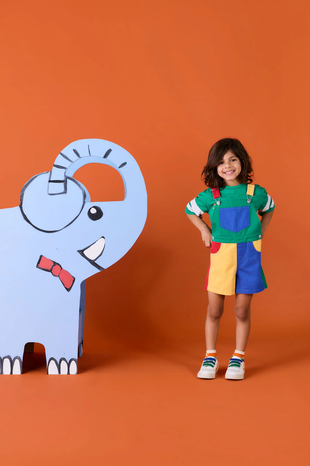 Colour Block Kids Overalls Red