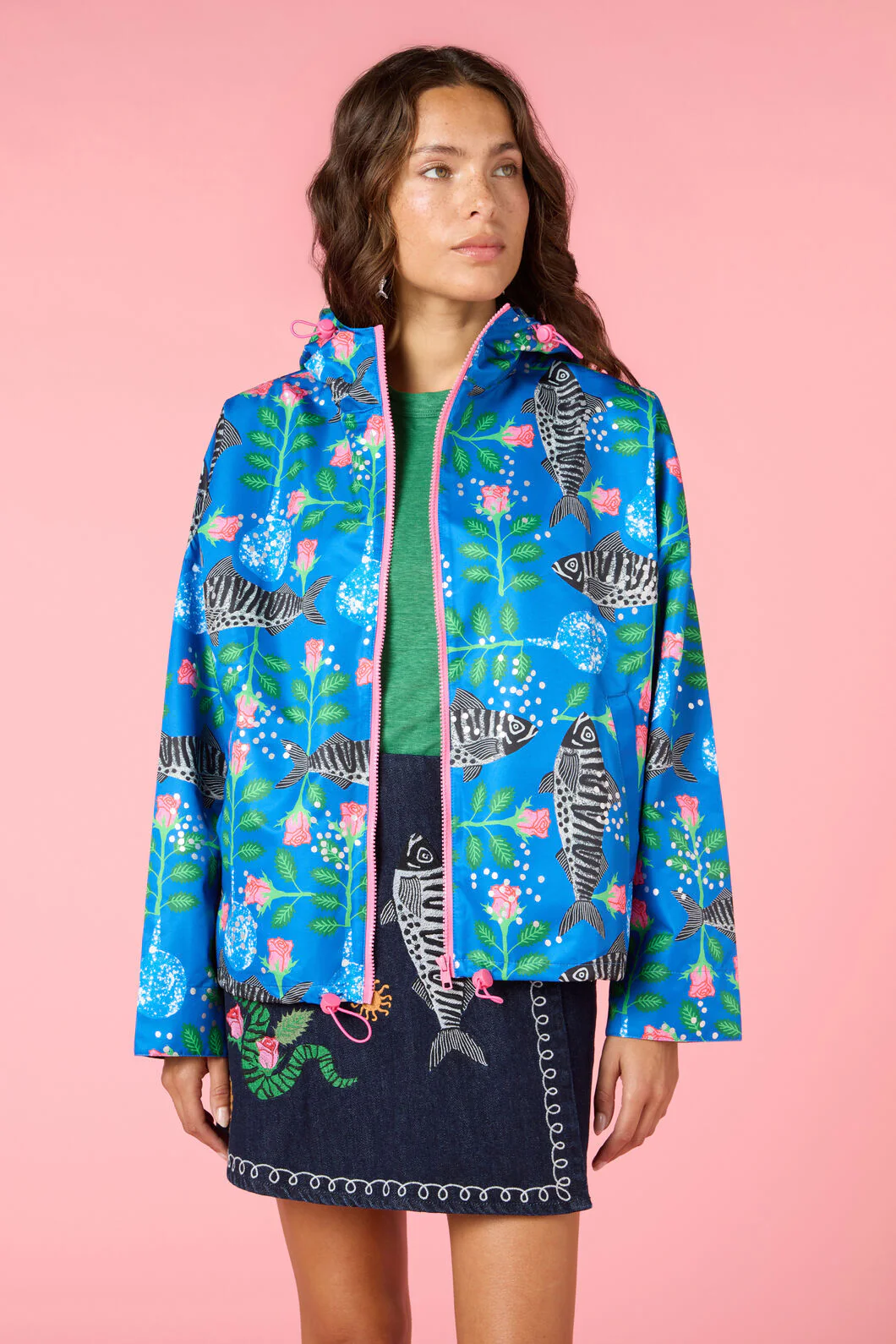Gone Fishing Print Raincoat