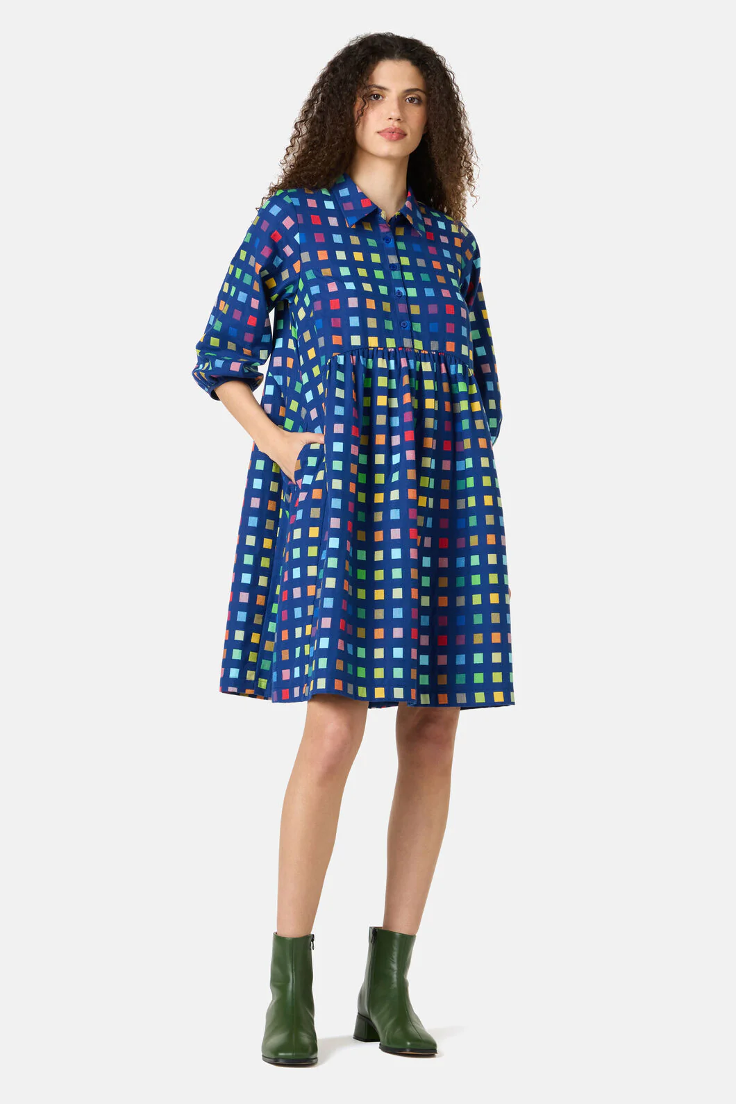 Light Up Check Smock Dress