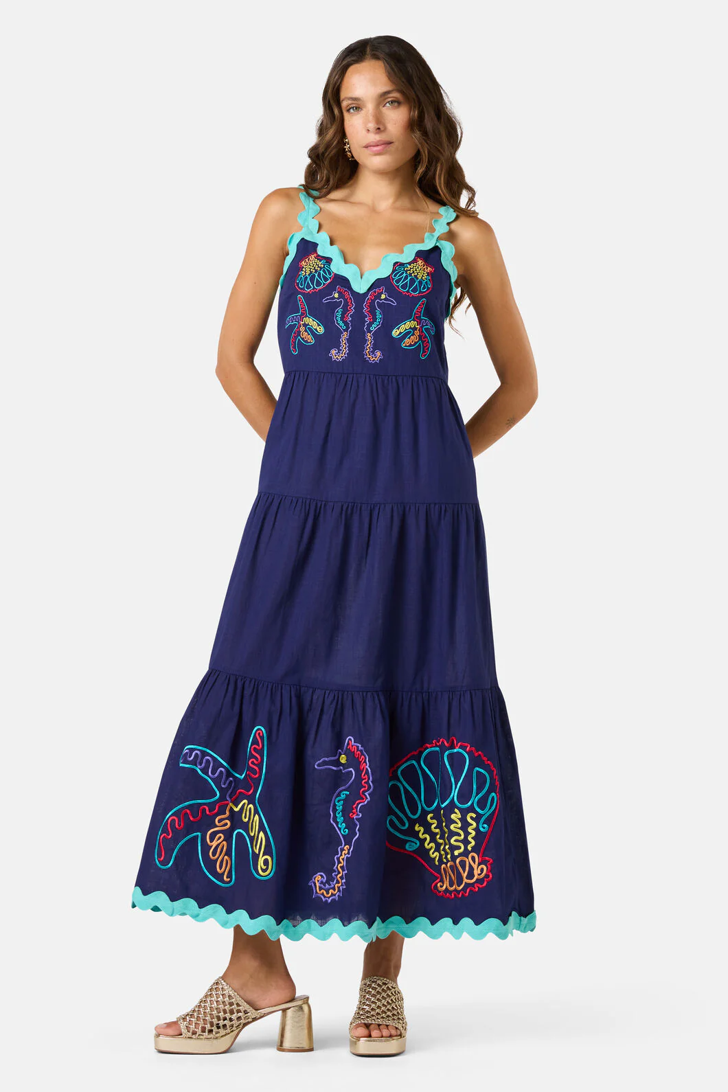 Mermaid Embroidered Maxi Dress