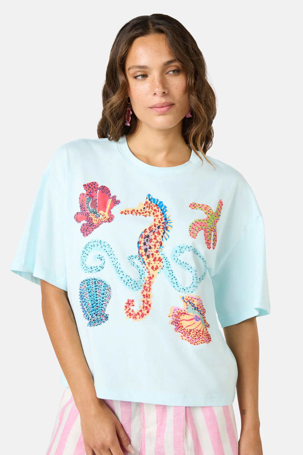 Mermaid Beaded Placement Relaxed Tee - Image 2