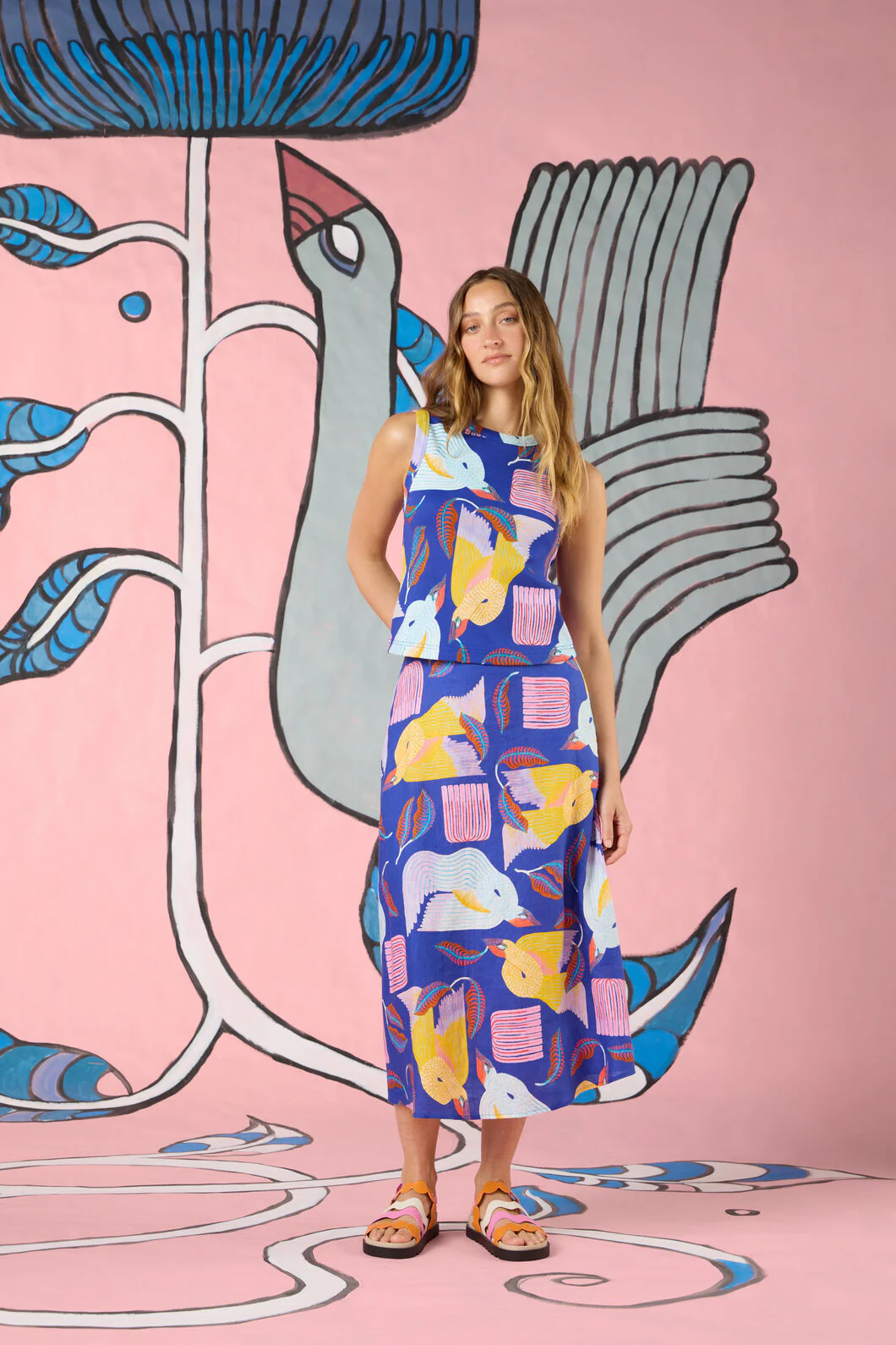 Past Lover Linen Print Skirt