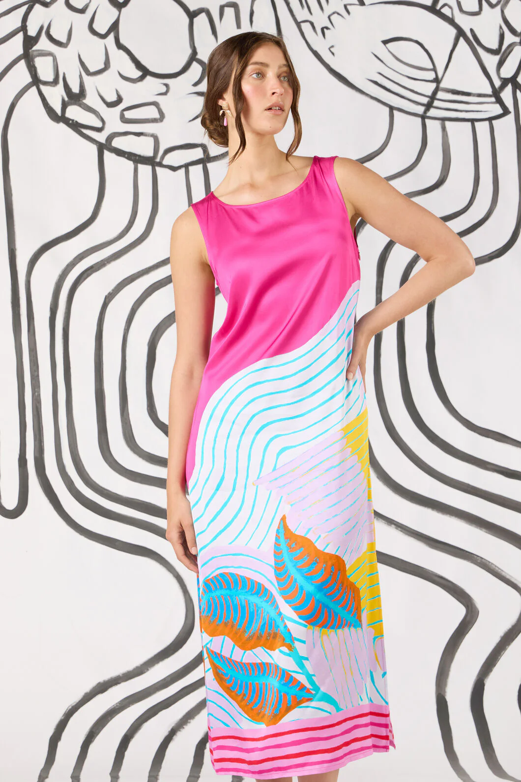 Past Lover Print Slip Dress