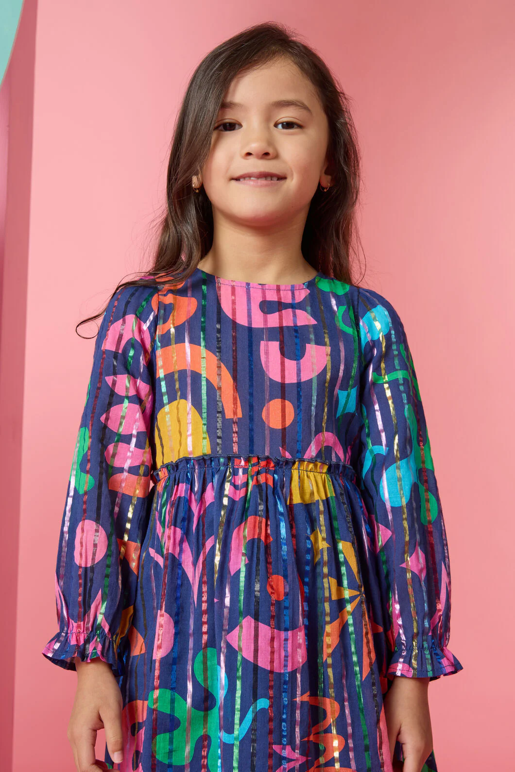 Playful Shapes Frill Kids Dress - Image 2
