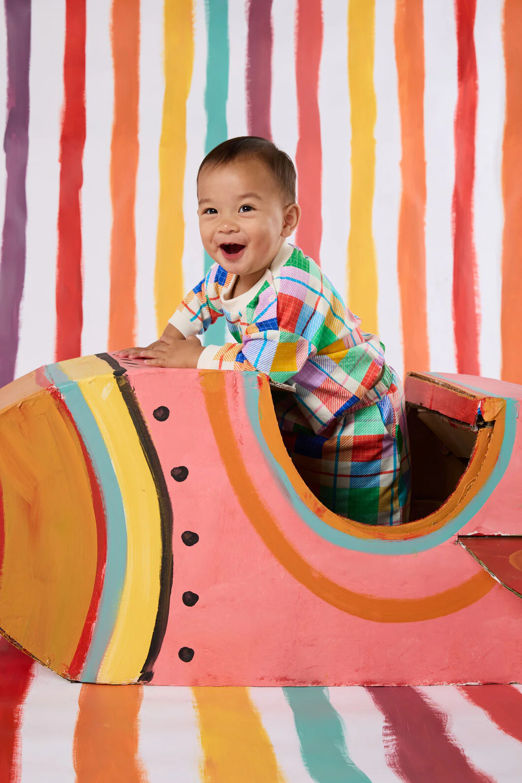 Rainbow Check Baby Sweater - Image 2