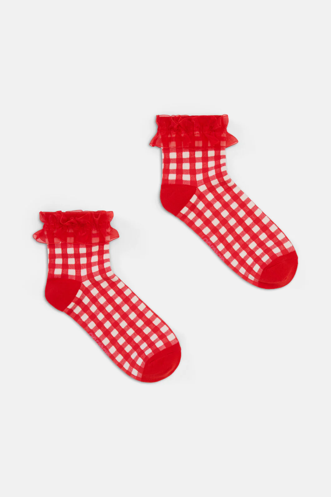Red Gingham Ruffle Sock
