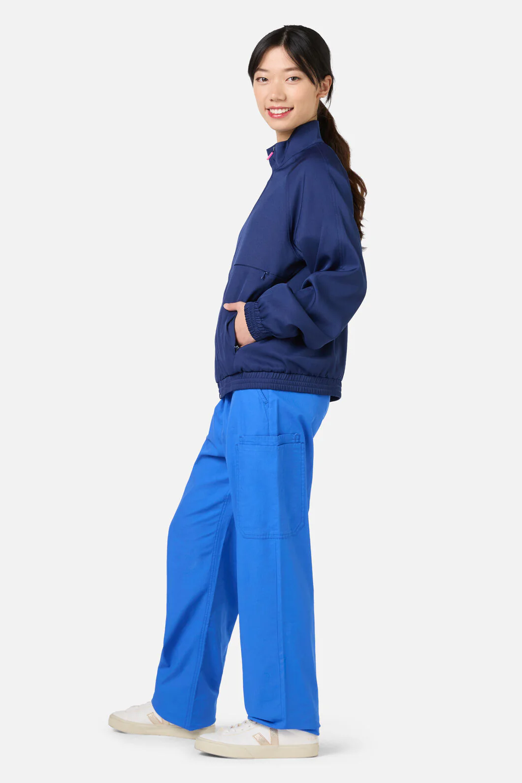 Scrub Womens Navy Zip Up Jacket - Image 4