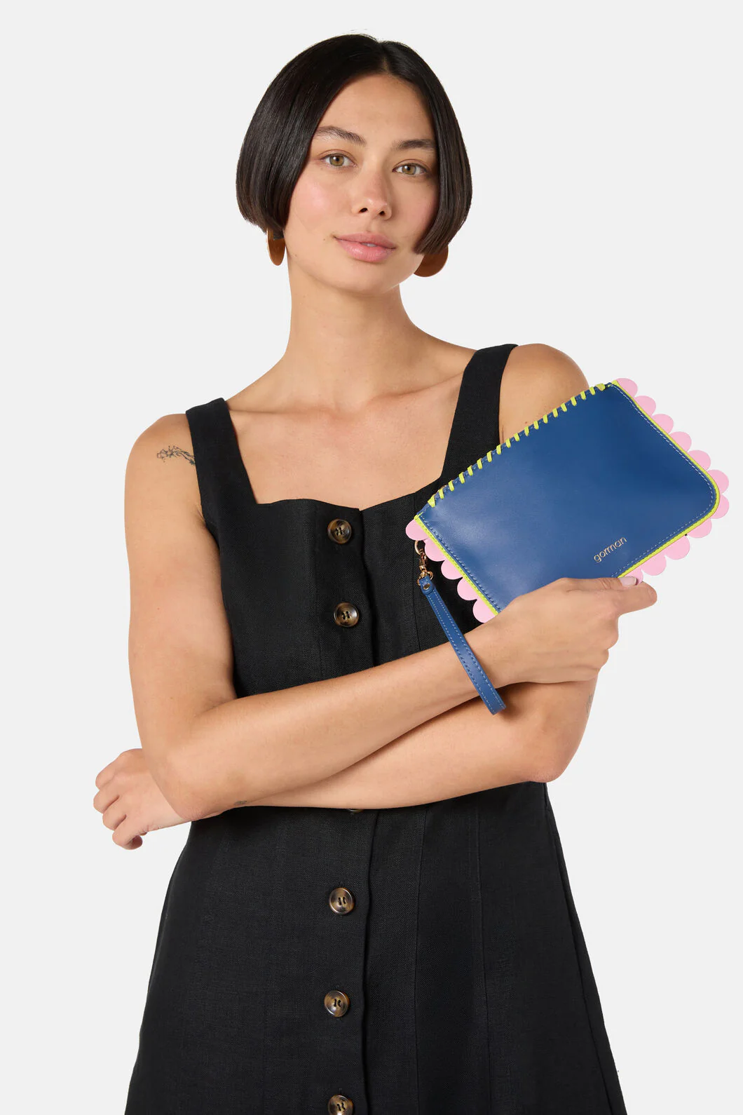 Tori Leather Clutch Navy - Image 2